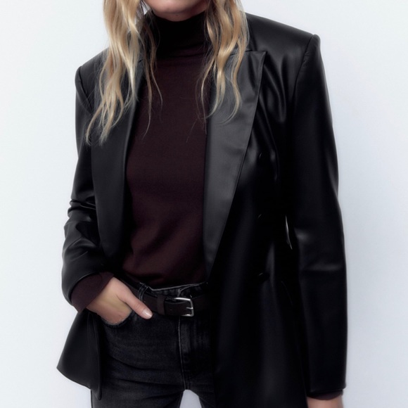 Zara Leather Blazer Jacket - Picture 10 of 10